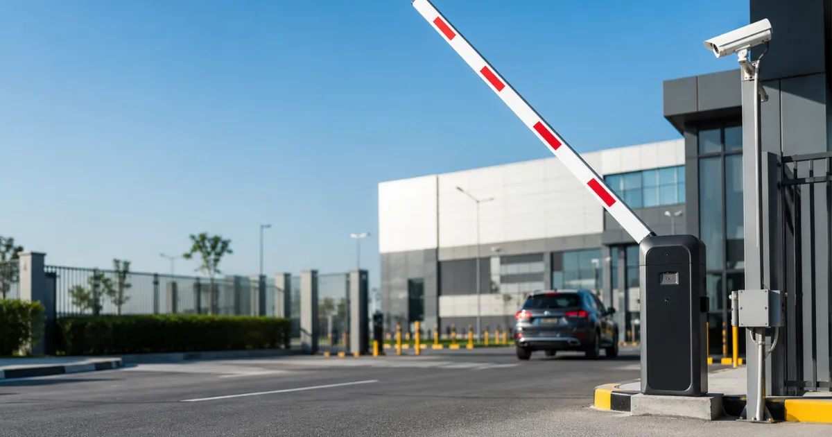 Automatic barrier gate system securing a business entry point
